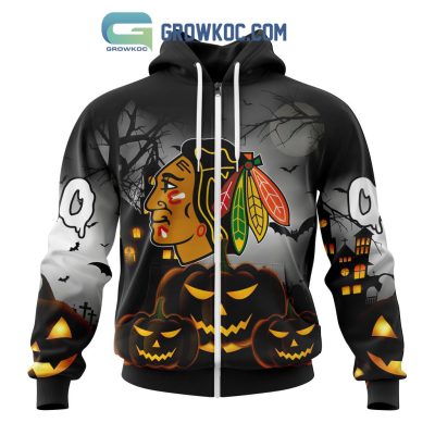 Chicago Blackhawks NHL Special Pumpkin Halloween Night Hoodie T Shirt