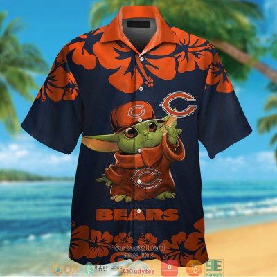 Chicago Bears Baby Yoda Orange Hibiscus Hawaiian Shirt, Short - Hot Sale 2025