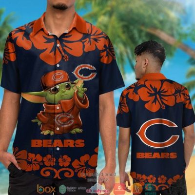 Chicago Bears Baby Yoda Orange Hibiscus Hawaiian Shirt, Short - Hot Sale 2025