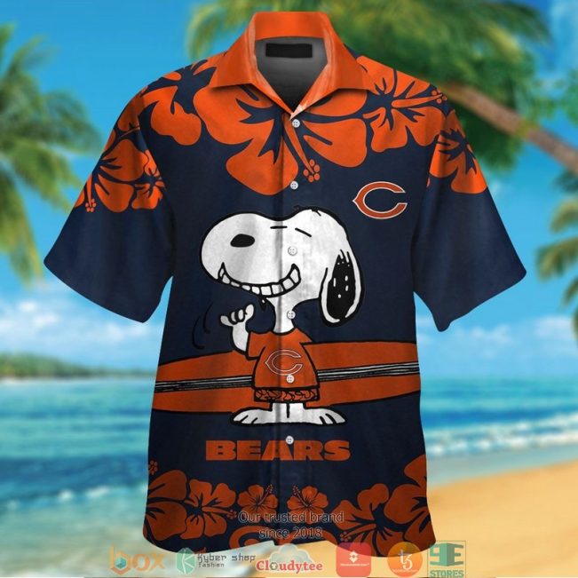 Chicago Bears Snoopy Orange Hibiscus Hawaiian Shirt, Short - Hot Sale 2025