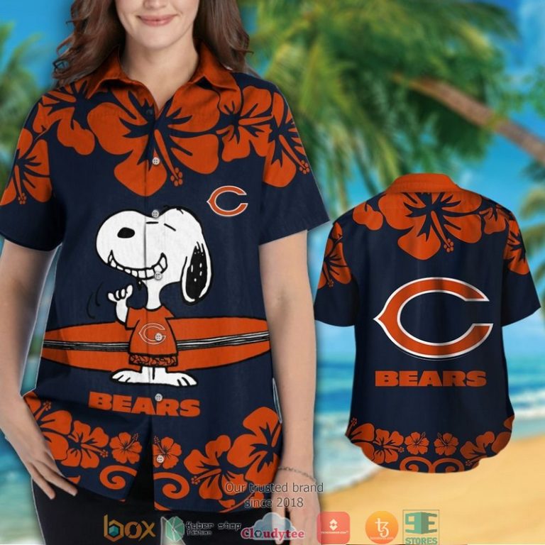 Chicago Bears Snoopy Orange Hibiscus Hawaiian Shirt, Short - Hot Sale 2025