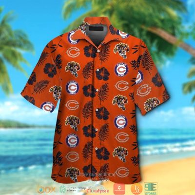Chicago Bears Leaf Hibiscus Pattern Hawaiian Shirt, Short - Hot Sale 2025