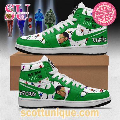 Chris Brown The 11:11 Tour Green Nike Air Jordan 1 High Top Sneaker -Soulcals.com