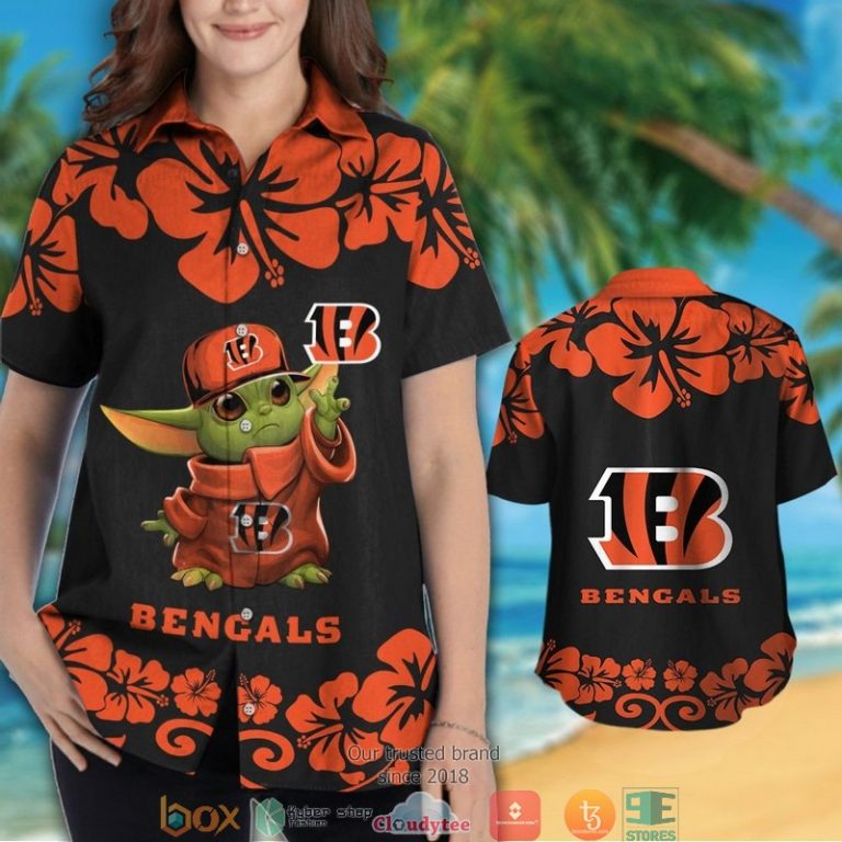 Cincinnati Bengals Baby Yoda Orange Hibiscus Hawaiian Shirt, Short - Hot Sale 2025