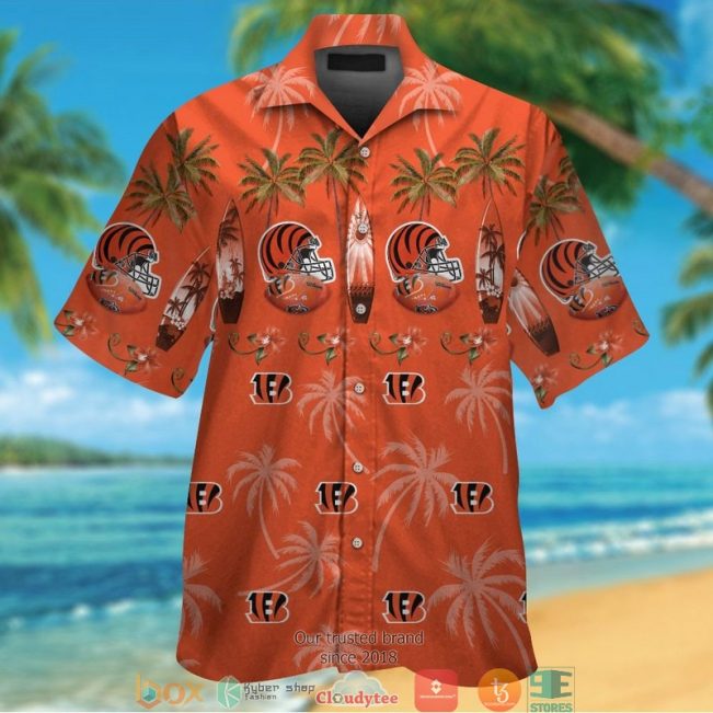 Cincinnati Bengals Coconut Pattern Orange Hawaiian Shirt, Short - Hot Sale 2025