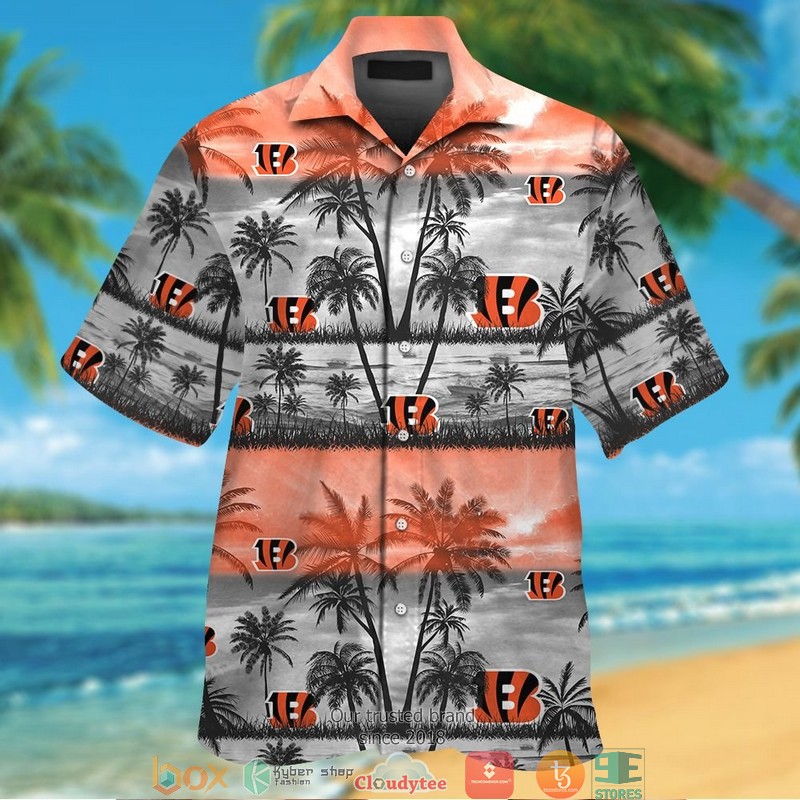 Cincinnati Bengals Coconut Island Grey Orange Hawaiian Shirt, Short - Hot Sale 2025