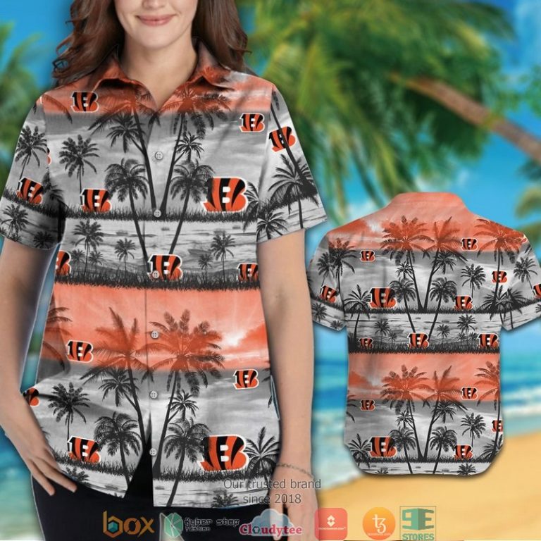 Cincinnati Bengals Coconut Island Grey Orange Hawaiian Shirt, Short - Hot Sale 2025