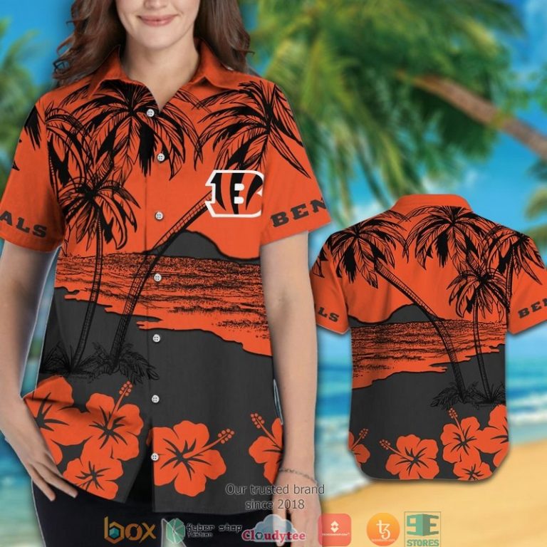 Cincinnati Bengals Coconut Island Hibiscus Orange Hawaiian Shirt, Short - Hot Sale 2025