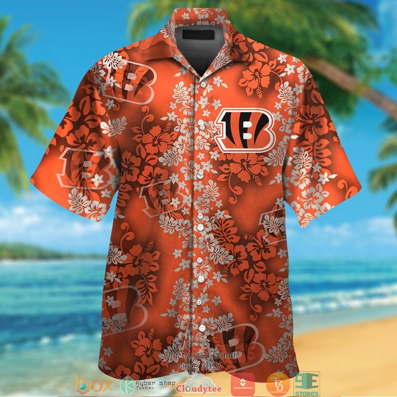 Cincinnati Bengals Hibiscus Flower Orange Pattern Hawaiian Shirt, Short - Hot Sale 2025