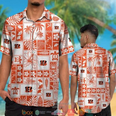 Cincinnati Bengals Hibiscus Leaf Coconut Square Pattern Hawaiian Shirt, Short - Hot Sale 2025