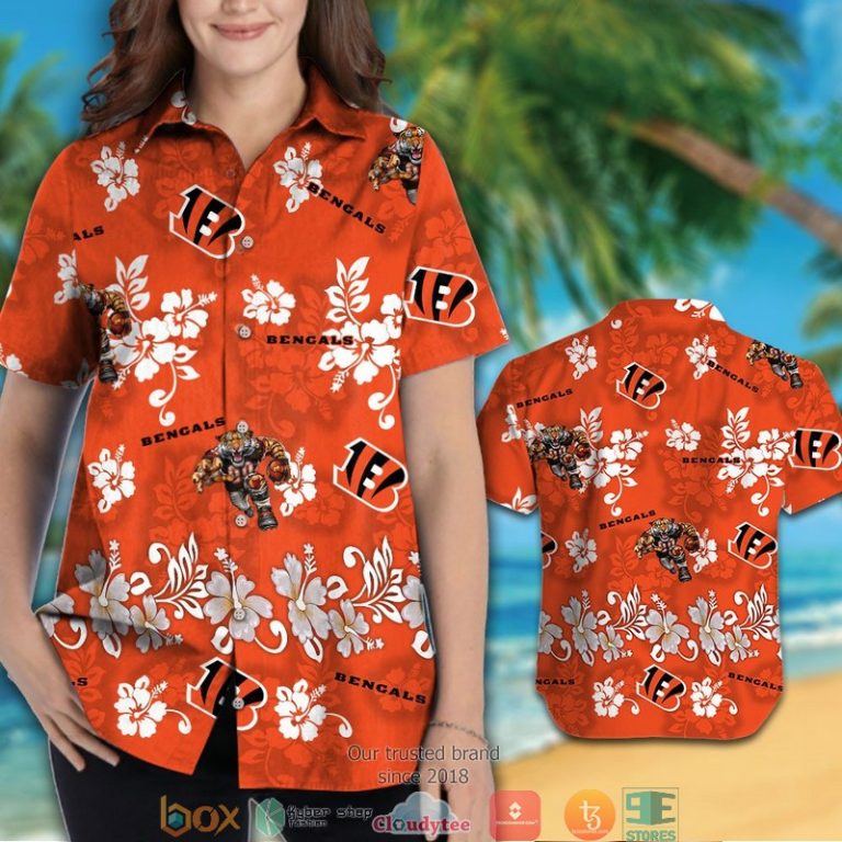 Cincinnati Bengals Hibiscus Pattern Orange Hawaiian Shirt, Short - Hot Sale 2025 Cincinnati Bengals Hibiscus Pattern Orange Hawaiian Shirt, Short - Hot Sale 2025