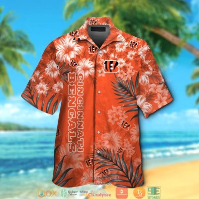 Cincinnati Bengals Leaf Hibiscus Orange Hawaiian Shirt, Short - Hot Sale 2025