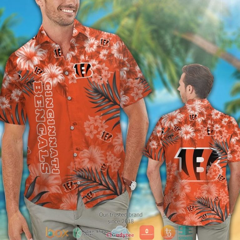 Cincinnati Bengals Leaf Hibiscus Orange Hawaiian Shirt, Short - Hot Sale 2025