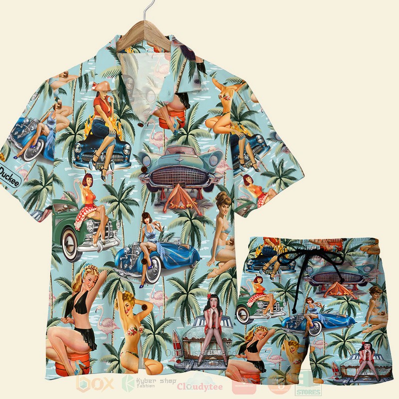 Classic Car Pinup Girl For Car Lovers Hawaiian Shirt, Short - Hot Sale 2025