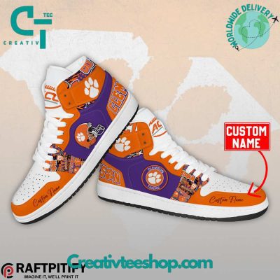 Clemson Tigers Football Custom Name Air Jordan 1 Sneaker - soulcals.com