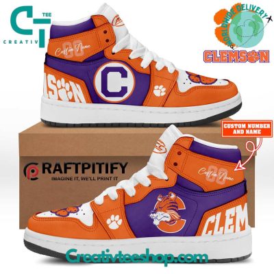 Clemson Tigers Football Personalized Air Jordan 1 Sneaker - soulcals.com