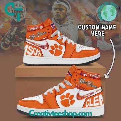 Clemson Tigers NCAA Custom Name Air Jordan 1 Sneaker - soulcals.com