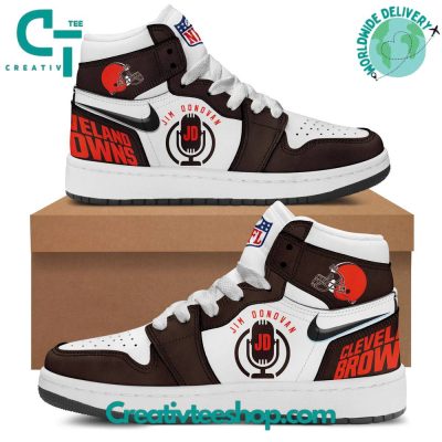 Cleveland Browns Jim Donovan Voice Special Air Jordan 1 Sneaker - soulcals.com