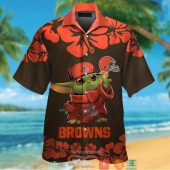 Cleveland Browns Baby Yoda Hibiscus Orange Hawaiian Shirt Short.jpg - demo10