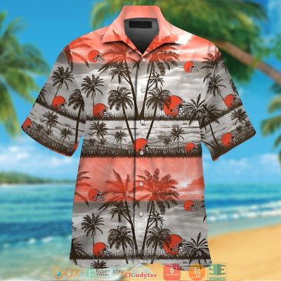 Cleveland Browns Coconut Island Orange Grey Hawaiian Shirt, Short - Hot Sale 2025