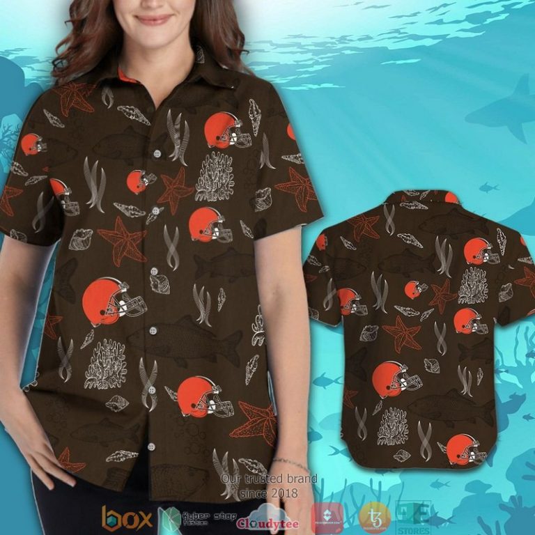 Cleveland Browns Fish Ocean Pattern Hawaiian Shirt, Short - Hot Sale 2025 Cleveland Browns Fish Ocean Pattern Hawaiian Shirt, Short - Hot Sale 2025