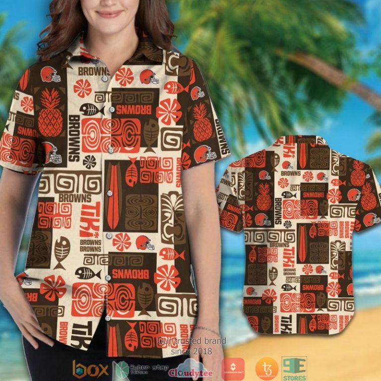 Cleveland Browns Fish Pineapple Pattern Hawaiian Shirt, Short - Hot Sale 2025 Cleveland Browns Fish Pineapple Pattern Hawaiian Shirt, Short - Hot Sale 2025
