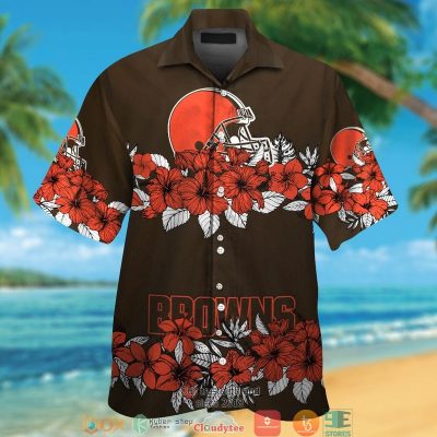 Cleveland Browns Hibiscus Flower Line Hawaiian Shirt, Short - Hot Sale 2025
