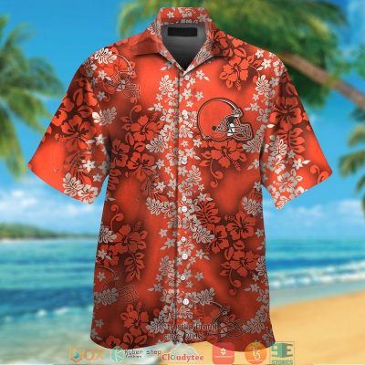 Cleveland Browns Hibiscus Flower Pattern Orange Hawaiian Shirt, Short - Hot Sale 2025