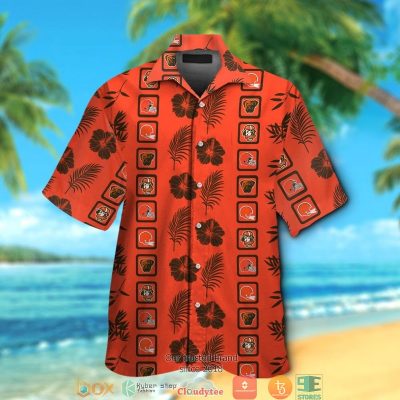 Cleveland Browns Hibiscus Leaf Square Pattern Hawaiian Shirt, Short - Hot Sale 2025