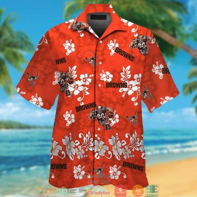 Cleveland Browns Hibiscus Pattern Orange Hawaiian Shirt, Short - Hot Sale 2025
