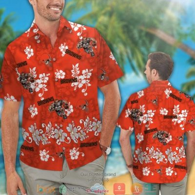 Cleveland Browns Hibiscus Pattern Orange Hawaiian Shirt, Short - Hot Sale 2025