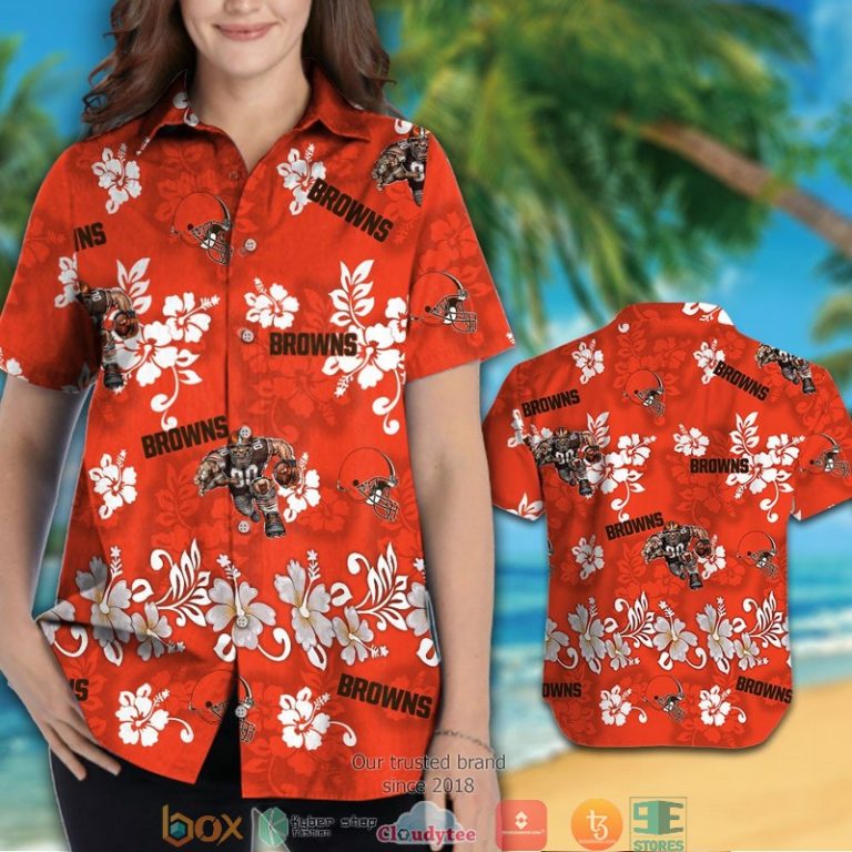 Cleveland Browns Hibiscus Pattern Orange Hawaiian Shirt, Short - Hot Sale 2025 Cleveland Browns Hibiscus Pattern Orange Hawaiian Shirt, Short - Hot Sale 2025