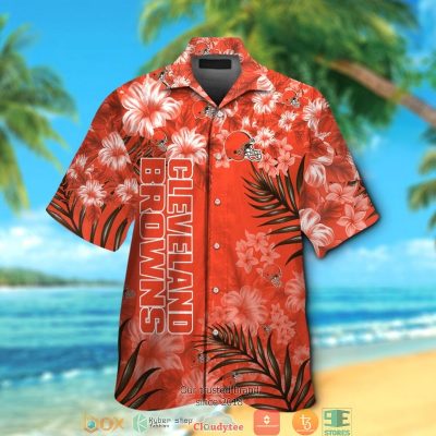 Cleveland Browns Hibiscus Leaf Orange Hawaiian Shirt, Short - Hot Sale 2025