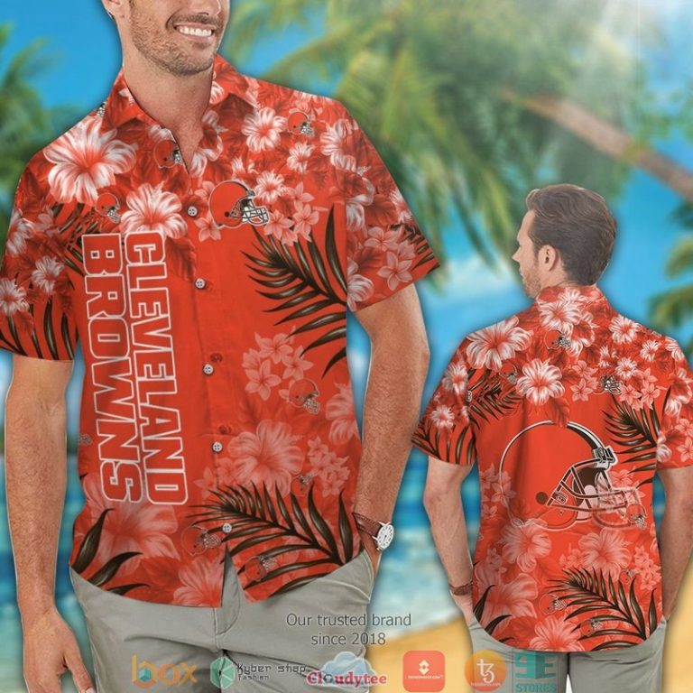 Cleveland Browns Hibiscus Leaf Orange Hawaiian Shirt, Short - Hot Sale 2025 Cleveland Browns Hibiscus Leaf Orange Hawaiian Shirt, Short - Hot Sale 2025