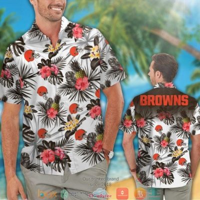 Cleveland Browns Hibiscus Pineapple Pattern White Hawaiian Shirt, Short - Hot Sale 2025