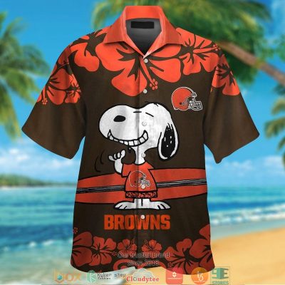 Cleveland Browns Snoopy Hibiscus Orange Hawaiian Shirt, Short - Hot Sale 2025