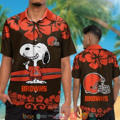 Cleveland Browns Snoopy Hibiscus Orange Hawaiian Shirt, Short - Hot Sale 2025