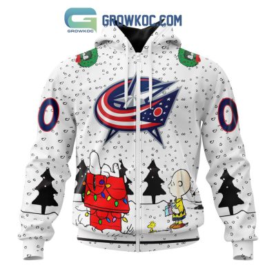 Columbus Blue Jackets NHL Mix Snoopy Peanuts Christmas Personalized Hoodie T Shirt