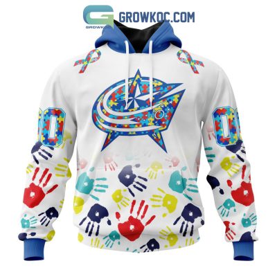 Columbus Blue Jackets NHL Special Autism Awareness Hands Hoodie T Shirt Columbus Blue Jackets NHL Special Autism Awareness Hands Hoodie T Shirt