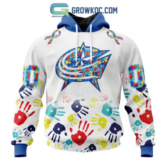 Columbus Blue Jackets NHL Special Autism Awareness Hands Hoodie T Shirt