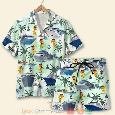 Cruising Duck Palm Tree Pattern Hawaiian Shirt, Shorts - Hot Sale 2025