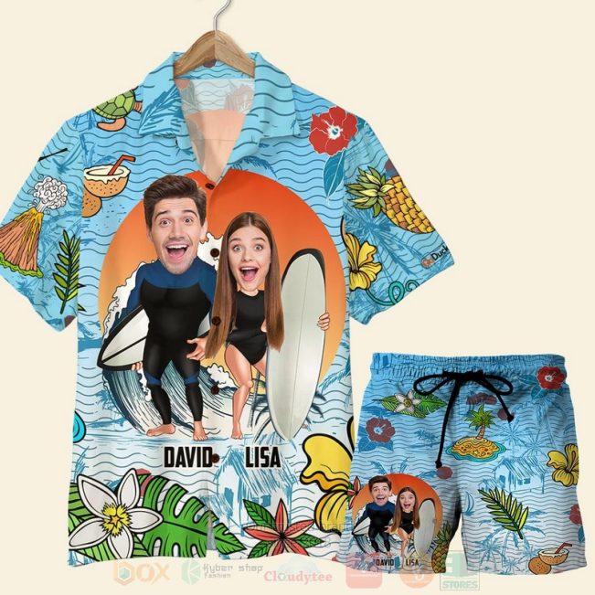 Custom Surfing-Laughing Couple Hawaiian Shirt, Short - Hot Sale 2025
