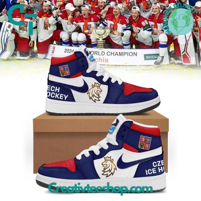 Czech Ice Hockey Association 2024 World Champions Air Jordan 1 Sneaker - soulcals.com