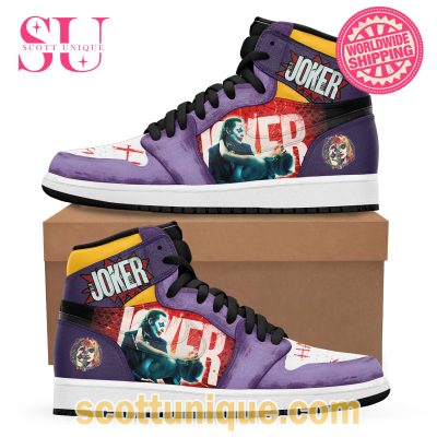 DC Joker Folie ? Deux Joker And Harley Jordan 1 High Top Shoes -Soulcals.com