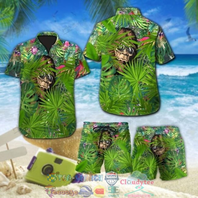Bigfoot Tropical Leaves Hawaiian Shirt And Shorts - Hot Sale 2025