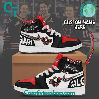 WHL Calgary Hitmen Custom Name Air Jordan 1 Sneaker - soulcals.com