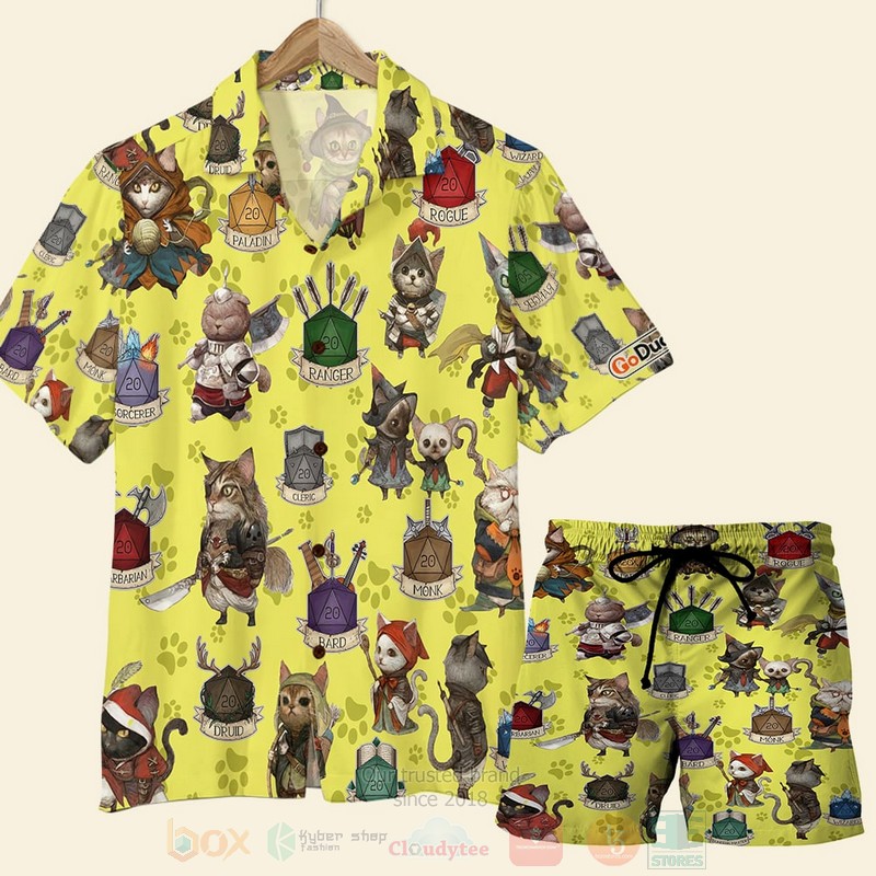 D & D, For Game Lovers, D & D Cat Character Pattern Hawaiian Shirt, Short - Hot Sale 2025 D & D, For Game Lovers, D & D Cat Character Pattern Hawaiian Shirt, Short - Hot Sale 2025