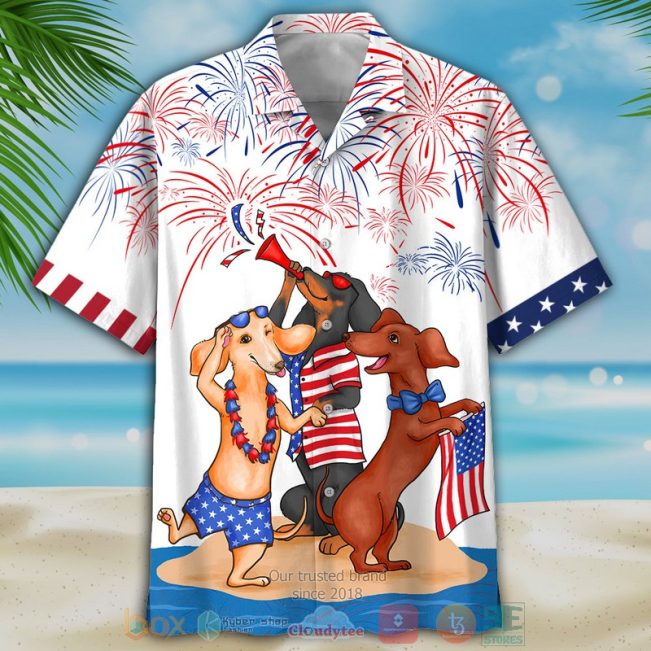 Dachshund Independence Day Is Coming White Hawaiian Shirt, Shorts - Hot Sale 2025