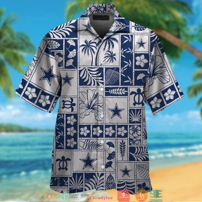 Dallas Cowboys Hibiscus Leaf Ocean Square Pattern Hawaiian Shirt, Short - Hot Sale 2025