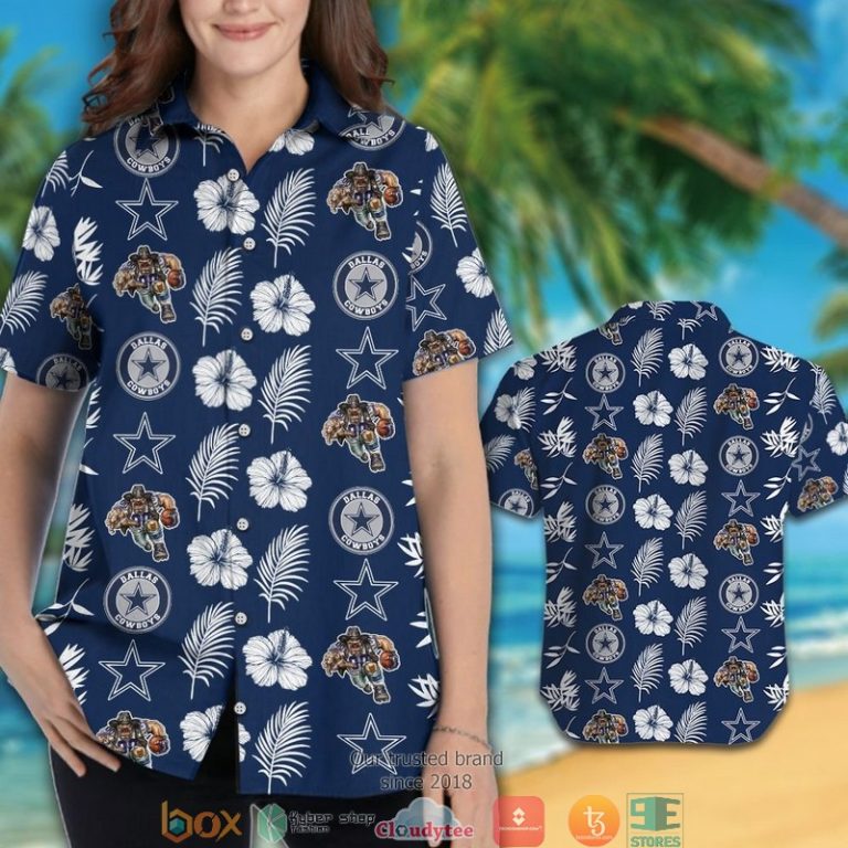 Dallas Cowboys Leaf Hibiscus Pattern Hawaiian Shirt, Short - Hot Sale 2025
